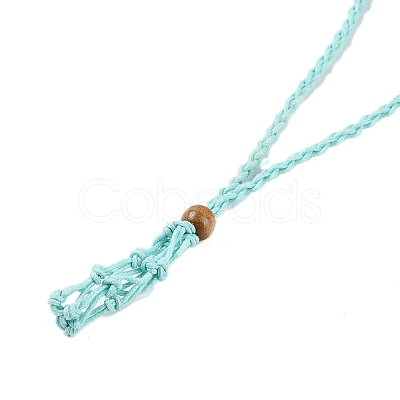 Braided Waxed Cord Empty Macrame Pouch Slider Necklace Making FIND-C061-01A-1