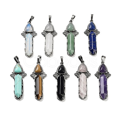 Natural & Synthetic Mixed Gemstone Sword Big Pendants G-Q163-08AS-1