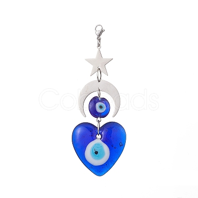 Handmade Evil Eye Lampwork Pendants Decorations HJEW-JM01008-03-1