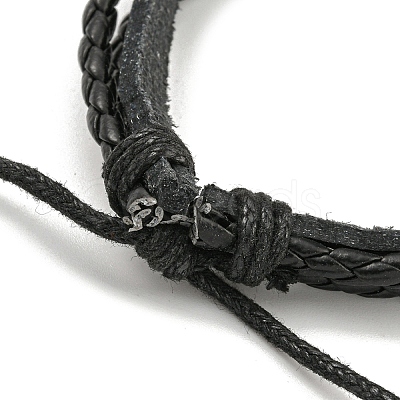 PU Imitation Leather Cord Triple Layer Multi-strand Bracelets BJEW-P329-04B-AS-1