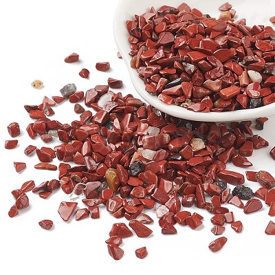 Natural Red Jasper Chips Beads G-O103-24-1