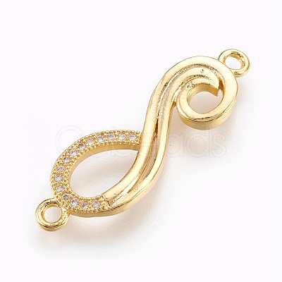 Brass Micro Pave Cubic Zirconia Links ZIRC-O026-16G-NR-1