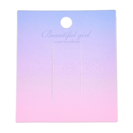 Gradient Color Rectangle Paper Hair Clip Display Cards with Hanging Hole CDIS-T004-19A-1