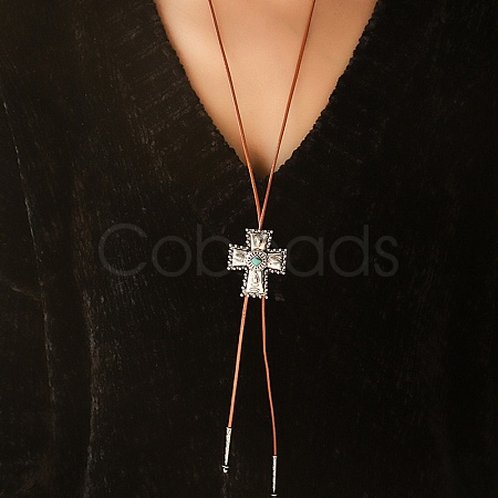 Alloy Pendant Necklaces with  Synthetic Turquoise NJEW-A022-02A-1