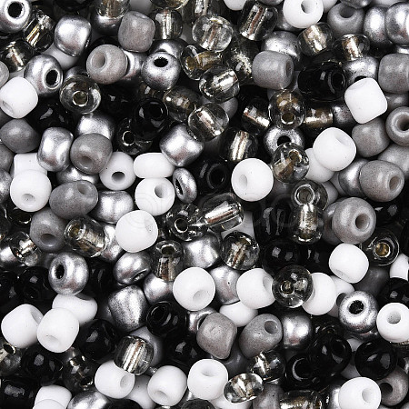 Opaque & Transparent Inside Colours Glass Seed Beads SEED-F004-4mm-01-1