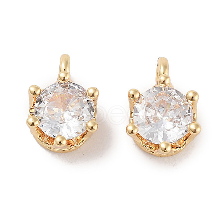 Brass Micro Pave Cubic Zirconia Charms KK-C051-39G-02-1