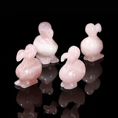 Natural Rose Quartz Carved Dodo Bird Figurines PW-WGE0216-01-1