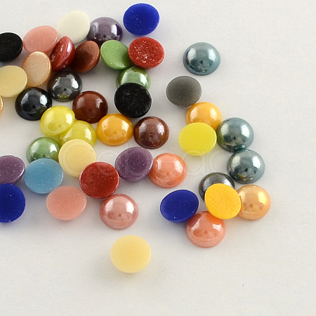 Pearlized Plated Opaque Glass Cabochons PORC-S801-8mm-M-1