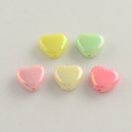 AB Color Plated Heart Acrylic Beads SACR-Q106-07-1