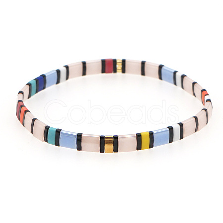 Rainbow Bohemian Style Glass Beads Stretch Bracelets RM1844-20-1