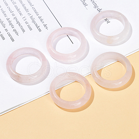 Natural Rose Quartz Plain Band Finger Rings PW-WG26698-04-1