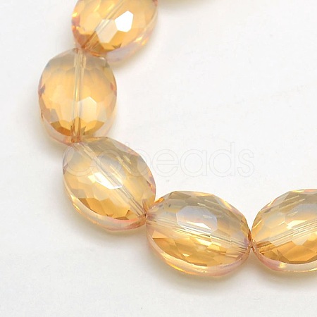 Faceted Electroplate Crystal Glass Oval Beads Strands EGLA-F058B-10-1