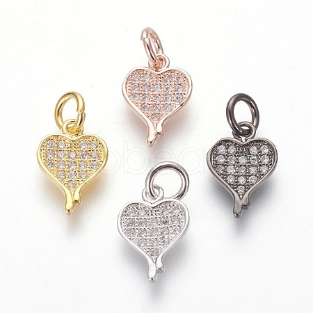 Eco-Friendly Brass Micro Pave Cubic Zirconia Charms ZIRC-J021-13-RS-1
