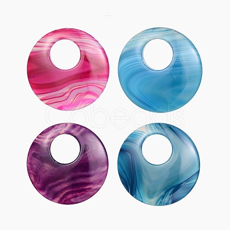 Flat Round Dyed Natural Agate Pendants G-D647-M-1
