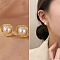 Alloy Imitation Pearl Stud Earrings for Women, with 925 Sterling Silver Pin, Round, 18x12mm