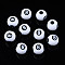 Opaque Acrylic Beads, Round with Number 8, White, 11.5x10.5mm, Hole: 3.5mm