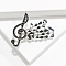 Alloy and Glass Rhinestone Musical Note Brooch, Black, 57x45mm