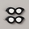 Opaque Resin Pendants, Sunglasses Charms, with Platinum Tone Iron Loops, Black, 45x16x4mm, Hole: 2mm