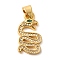 Brass Micro Pave Cubic Zirconia Pendants, Real 18K Gold Plated, Snake, Green, 22x11.8x3mm, Hole: 4mm