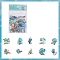 30Pcs 10 Styles Fantail Betta Series PET Sticker, Self-adhesion, for Suitcase, Skateboard, Refrigerator, Helmet, Mobile Phone Shell, Light Blue, 50x50mm