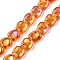 Electroplate Glass Beads Strands, Pearl Luster Plated, Square, Orange, 10.5x10.5~11x6.5mm, Hole: 1mm, about 59~60pcs/strand, 25.12~25.59 inch(63.8~65cm)