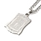 Non-Tarnish Rectangle with Virgin Mary
 Pendant Necklaces, 304 Stainless Steel Curb Chain Necklaces, Stainless Steel Color, 23.23 inch(59cm)