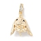 Brass Micro Pave Cubic Zirconia Pendant Bails,  Rabbit, Real 18K Gold Plated, 23mm, Hole: 4.5x3.5mm