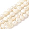 Natural Cultured Freshwater Pearl Beads Strands, Two Sides Polished, Floral White, 8~9mm, Hole: 0.5mm, about 23pcs/strand, 6.89''(17.5cm)