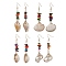 Dyed Shell & Electroplated Conch Shell Dangle Earrings, with 304 Stainless Steel Earring, Golden, Shell Shape, 62~72x14~26mm