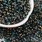 Glass Seed Beads, Inside Colours, Half Gilded Plated, Round, Dark Cyan, 4x3mm, Hole: 1.2mm, 6428pcs/pound