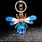 Alloy Rhinestone Dragonfly Keychain Cute Men and Women Bag Pendant Keychain, Insect, Blue Zircon, 10.5x5cm