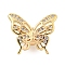 Brass Cubic Zirconia Beads, Long-Lasting Plated, Lead Free & Cadmium Free, Butterfly, Real 14K Gold Plated, 15x17x8mm, Hole: 3mm