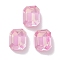 Glass Rhinestone Cabochons, Point Back & Back Plated, Faceted, Rectangle, Light Rose, 10x8x4.5mm