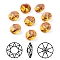 Pointed Back & Back Plated K9 Glass Rhinestone Cabochons, Grade A, Faceted, Flat Round, Sunflower, 10x5mm