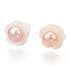 Natural Pearl & White Shell Flower Stud Earrings PEAR-N020-05J-2