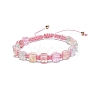 Candy Color Glass Cube Braided Bead Bracelet BJEW-JB08078-4