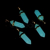 Luminous/Glow Bullet Glass Pointed Pendants GLAA-K058-01G-03-2