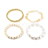 4Pcs 4 Style Gemstone & Brass Beaded Stretch Bracelets Set with Crystal Rhinestone for Women BJEW-JB07884-4