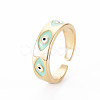 Real 16K Gold Plated Brass Enamel Cuff Rings RJEW-N037-001-NF-4