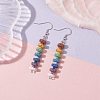 Colorful Natural Dyed Lava Rock Disc Beaded Dangle Earrings EJEW-JE05616-2