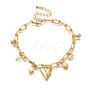 Heart & Clover Brass Charm Bracelets BJEW-L696-009G-1