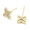 Brass Micro Pave Clear Cubic Zirconia Studs Earring for Women EJEW-S217-F02-2