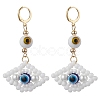 Glass Seed Bead Evil Eye Hoop Earrings EJEW-MZ00272-3