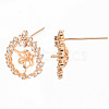 Brass Micro Pave Clear Cubic Zirconia Earring Findings KK-T062-214G-NF-3