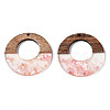 Transparent Resin & Walnut Wood Pendants RESI-T035-20-A01-2