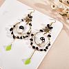 Natural Obsidian Chips Beaded Big Teardrop Dangle Earrings EJEW-SW00016-02-4