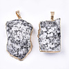 Electroplate Natural Snowflake Obsidian Pendants G-T112-13F-2