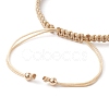 Brass & Natural Pearl Braided Bead Bracelets BJEW-JB09721-03-4