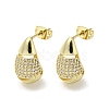 Teardrop Rack Plating Brass Micro Pave Cubic Zirconia Stud Earrings EJEW-F331-22G-1