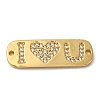 Rack Plating Brass Micro Pave Clear Cubic Zirconia Connector Charms KK-K377-25G-1